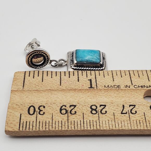 Sterling Silver 925 Sky Blue Chalcedony Dangle Earrings Vintage - Picture 9 of 10